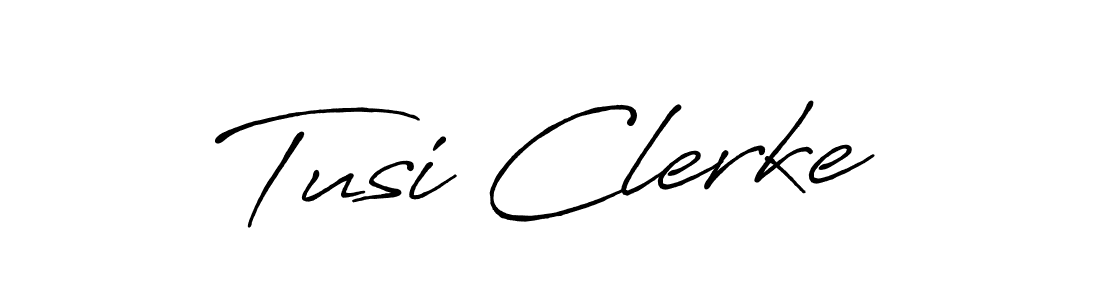 The best way (Antro_Vectra_Bolder) to make a short signature is to pick only two or three words in your name. The name Tusi Clerke include a total of six letters. For converting this name. Tusi Clerke signature style 7 images and pictures png