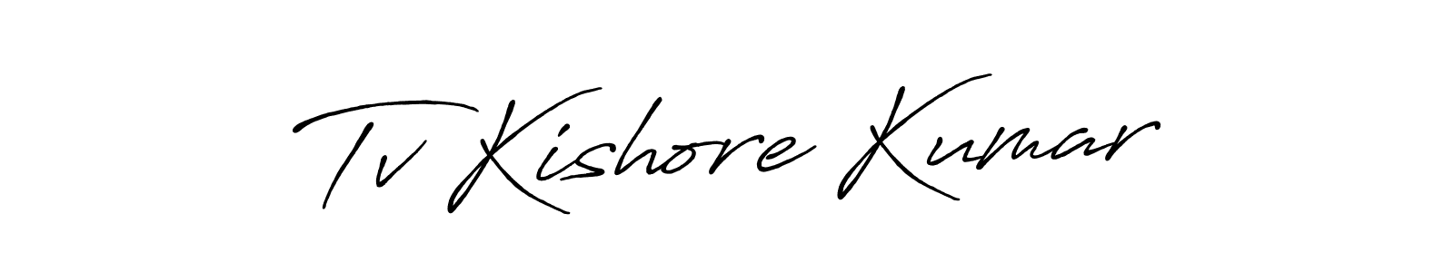 The best way (Antro_Vectra_Bolder) to make a short signature is to pick only two or three words in your name. The name Tv Kishore Kumar include a total of six letters. For converting this name. Tv Kishore Kumar signature style 7 images and pictures png