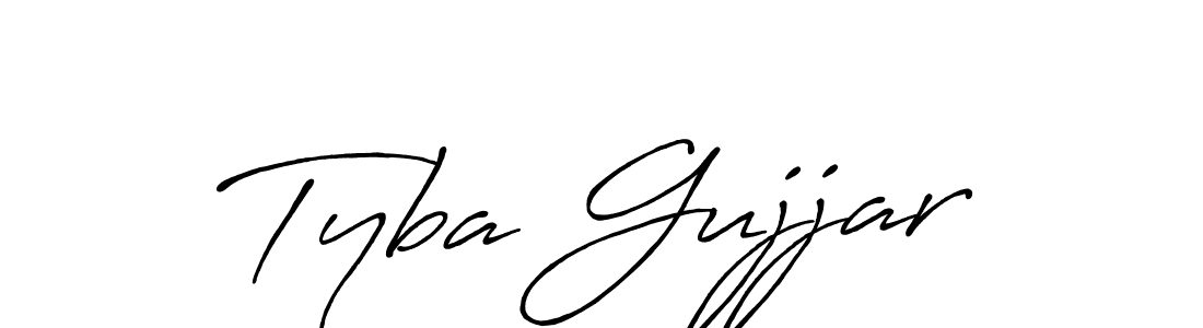 if you are searching for the best signature style for your name Tyba Gujjar. so please give up your signature search. here we have designed multiple signature styles  using Antro_Vectra_Bolder. Tyba Gujjar signature style 7 images and pictures png