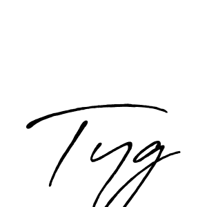 Make a beautiful signature design for name Tyg. With this signature (Antro_Vectra_Bolder) style, you can create a handwritten signature for free. Tyg signature style 7 images and pictures png