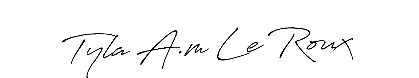 if you are searching for the best signature style for your name Tyla A.m Le Roux. so please give up your signature search. here we have designed multiple signature styles  using Antro_Vectra_Bolder. Tyla A.m Le Roux signature style 7 images and pictures png