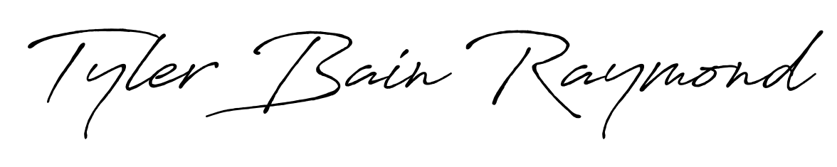 How to make Tyler Bain Raymond name signature. Use Antro_Vectra_Bolder style for creating short signs online. This is the latest handwritten sign. Tyler Bain Raymond signature style 7 images and pictures png