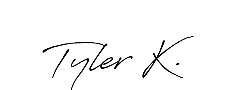 How to make Tyler K. name signature. Use Antro_Vectra_Bolder style for creating short signs online. This is the latest handwritten sign. Tyler K. signature style 7 images and pictures png