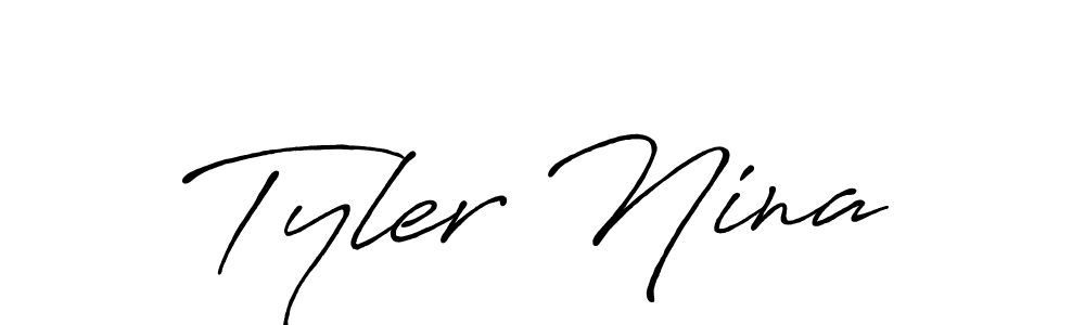 Similarly Antro_Vectra_Bolder is the best handwritten signature design. Signature creator online .You can use it as an online autograph creator for name Tyler Nina. Tyler Nina signature style 7 images and pictures png