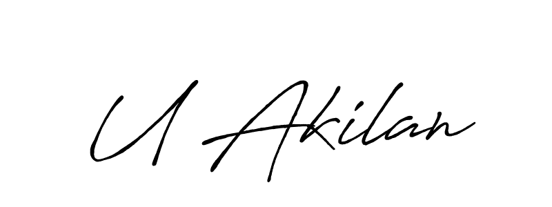 Use a signature maker to create a handwritten signature online. With this signature software, you can design (Antro_Vectra_Bolder) your own signature for name U Akilan. U Akilan signature style 7 images and pictures png