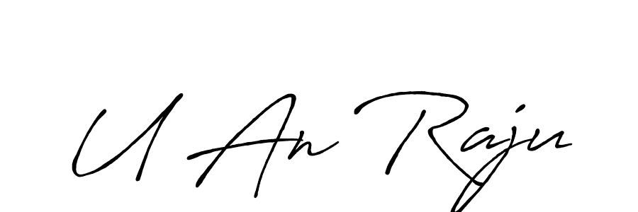 The best way (Antro_Vectra_Bolder) to make a short signature is to pick only two or three words in your name. The name U An Raju include a total of six letters. For converting this name. U An Raju signature style 7 images and pictures png