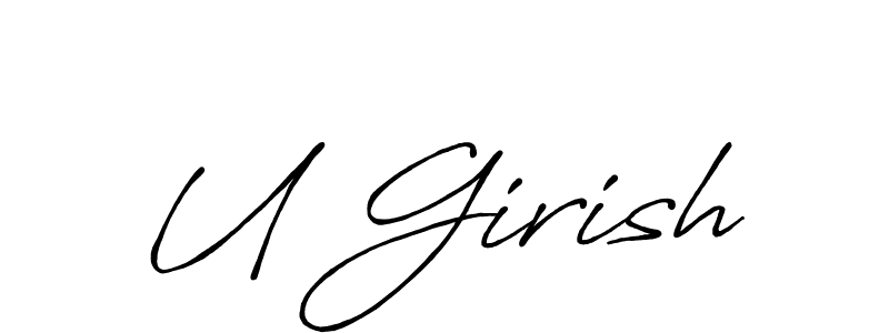 The best way (Antro_Vectra_Bolder) to make a short signature is to pick only two or three words in your name. The name U Girish include a total of six letters. For converting this name. U Girish signature style 7 images and pictures png