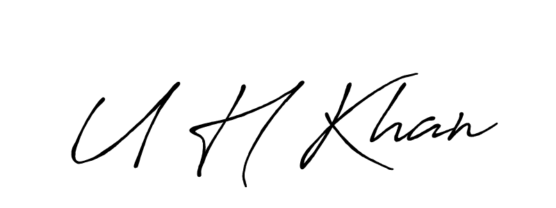 Use a signature maker to create a handwritten signature online. With this signature software, you can design (Antro_Vectra_Bolder) your own signature for name U H Khan. U H Khan signature style 7 images and pictures png
