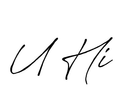 How to make U Hi name signature. Use Antro_Vectra_Bolder style for creating short signs online. This is the latest handwritten sign. U Hi signature style 7 images and pictures png
