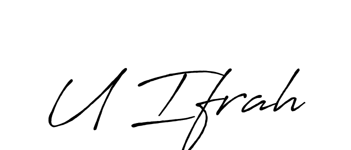 if you are searching for the best signature style for your name U Ifrah. so please give up your signature search. here we have designed multiple signature styles  using Antro_Vectra_Bolder. U Ifrah signature style 7 images and pictures png