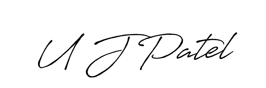 How to make U J Patel name signature. Use Antro_Vectra_Bolder style for creating short signs online. This is the latest handwritten sign. U J Patel signature style 7 images and pictures png