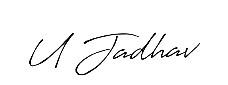 Design your own signature with our free online signature maker. With this signature software, you can create a handwritten (Antro_Vectra_Bolder) signature for name U Jadhav. U Jadhav signature style 7 images and pictures png