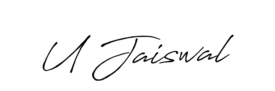 U Jaiswal stylish signature style. Best Handwritten Sign (Antro_Vectra_Bolder) for my name. Handwritten Signature Collection Ideas for my name U Jaiswal. U Jaiswal signature style 7 images and pictures png