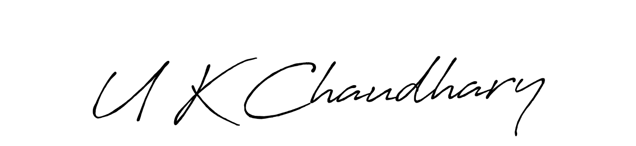 The best way (Antro_Vectra_Bolder) to make a short signature is to pick only two or three words in your name. The name U K Chaudhary include a total of six letters. For converting this name. U K Chaudhary signature style 7 images and pictures png