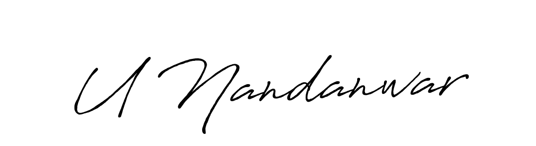 Also we have U Nandanwar name is the best signature style. Create professional handwritten signature collection using Antro_Vectra_Bolder autograph style. U Nandanwar signature style 7 images and pictures png