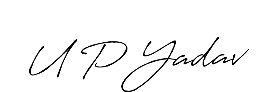 How to make U P Yadav name signature. Use Antro_Vectra_Bolder style for creating short signs online. This is the latest handwritten sign. U P Yadav signature style 7 images and pictures png