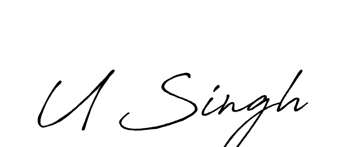 How to make U Singh signature? Antro_Vectra_Bolder is a professional autograph style. Create handwritten signature for U Singh name. U Singh signature style 7 images and pictures png