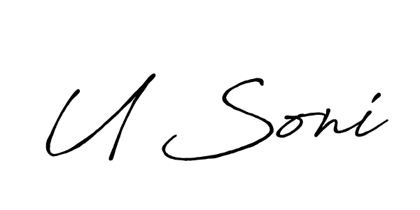 Design your own signature with our free online signature maker. With this signature software, you can create a handwritten (Antro_Vectra_Bolder) signature for name U Soni. U Soni signature style 7 images and pictures png