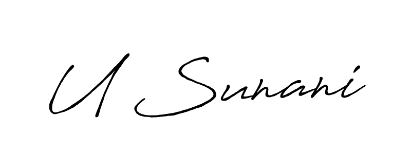 How to make U Sunani name signature. Use Antro_Vectra_Bolder style for creating short signs online. This is the latest handwritten sign. U Sunani signature style 7 images and pictures png