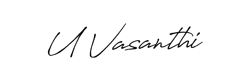 The best way (Antro_Vectra_Bolder) to make a short signature is to pick only two or three words in your name. The name U Vasanthi include a total of six letters. For converting this name. U Vasanthi signature style 7 images and pictures png