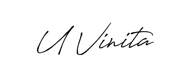 Use a signature maker to create a handwritten signature online. With this signature software, you can design (Antro_Vectra_Bolder) your own signature for name U Vinita. U Vinita signature style 7 images and pictures png