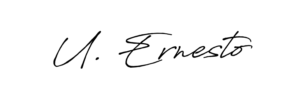 if you are searching for the best signature style for your name U. Ernesto. so please give up your signature search. here we have designed multiple signature styles  using Antro_Vectra_Bolder. U. Ernesto signature style 7 images and pictures png