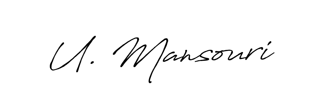 Antro_Vectra_Bolder is a professional signature style that is perfect for those who want to add a touch of class to their signature. It is also a great choice for those who want to make their signature more unique. Get U. Mansouri name to fancy signature for free. U. Mansouri signature style 7 images and pictures png