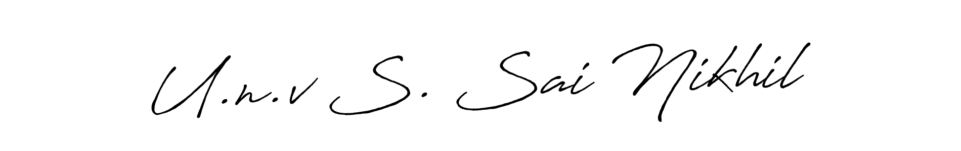 Check out images of Autograph of U.n.v S. Sai Nikhil name. Actor U.n.v S. Sai Nikhil Signature Style. Antro_Vectra_Bolder is a professional sign style online. U.n.v S. Sai Nikhil signature style 7 images and pictures png