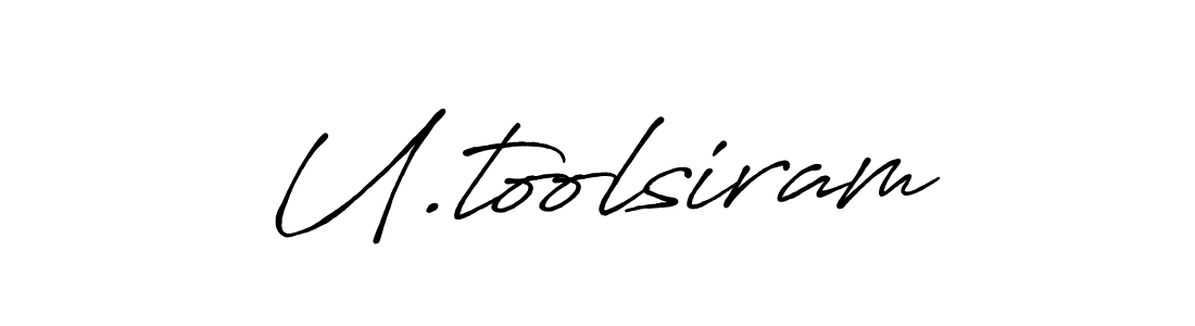 The best way (Antro_Vectra_Bolder) to make a short signature is to pick only two or three words in your name. The name U.toolsiram include a total of six letters. For converting this name. U.toolsiram signature style 7 images and pictures png