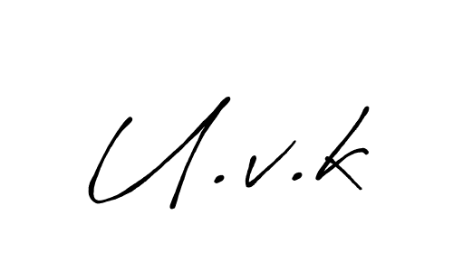 How to make U.v.k name signature. Use Antro_Vectra_Bolder style for creating short signs online. This is the latest handwritten sign. U.v.k signature style 7 images and pictures png