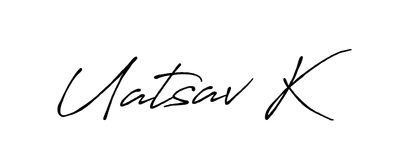 Use a signature maker to create a handwritten signature online. With this signature software, you can design (Antro_Vectra_Bolder) your own signature for name Uatsav K. Uatsav K signature style 7 images and pictures png