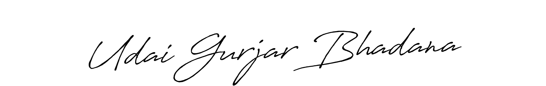 How to make Udai Gurjar Bhadana name signature. Use Antro_Vectra_Bolder style for creating short signs online. This is the latest handwritten sign. Udai Gurjar Bhadana signature style 7 images and pictures png