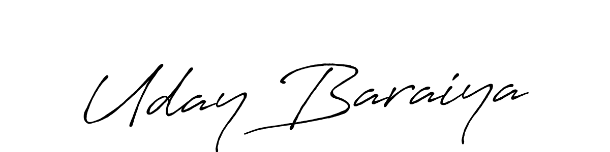 How to make Uday Baraiya name signature. Use Antro_Vectra_Bolder style for creating short signs online. This is the latest handwritten sign. Uday Baraiya signature style 7 images and pictures png