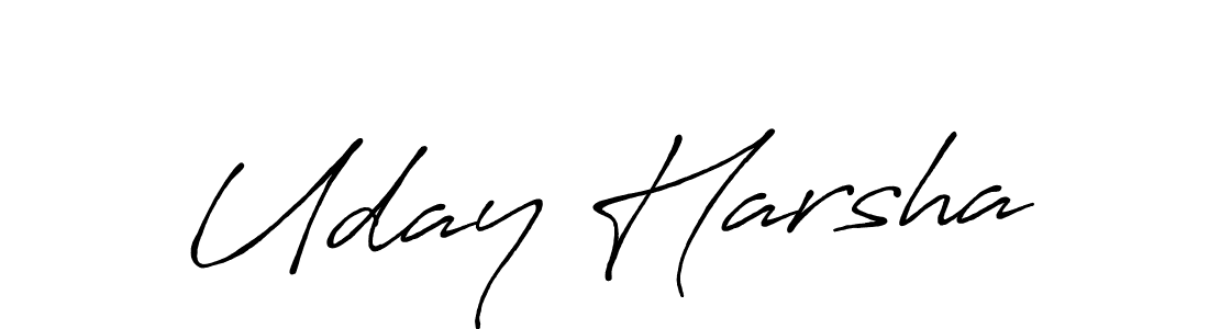 Use a signature maker to create a handwritten signature online. With this signature software, you can design (Antro_Vectra_Bolder) your own signature for name Uday Harsha. Uday Harsha signature style 7 images and pictures png