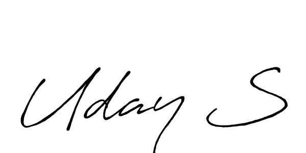 The best way (Antro_Vectra_Bolder) to make a short signature is to pick only two or three words in your name. The name Uday S include a total of six letters. For converting this name. Uday S signature style 7 images and pictures png