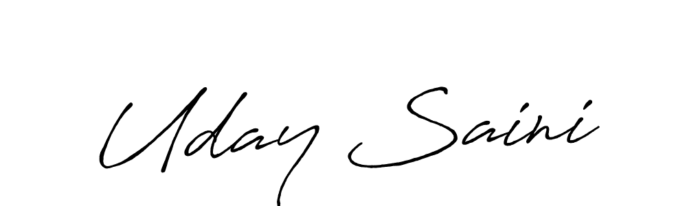 Create a beautiful signature design for name Uday Saini. With this signature (Antro_Vectra_Bolder) fonts, you can make a handwritten signature for free. Uday Saini signature style 7 images and pictures png