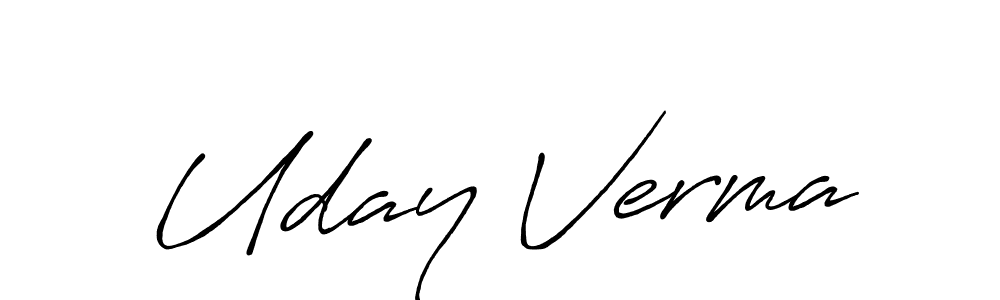 The best way (Antro_Vectra_Bolder) to make a short signature is to pick only two or three words in your name. The name Uday Verma include a total of six letters. For converting this name. Uday Verma signature style 7 images and pictures png