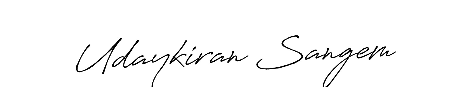 The best way (Antro_Vectra_Bolder) to make a short signature is to pick only two or three words in your name. The name Udaykiran Sangem include a total of six letters. For converting this name. Udaykiran Sangem signature style 7 images and pictures png