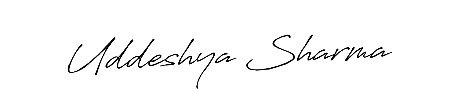 Use a signature maker to create a handwritten signature online. With this signature software, you can design (Antro_Vectra_Bolder) your own signature for name Uddeshya Sharma. Uddeshya Sharma signature style 7 images and pictures png