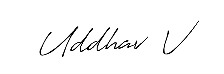 Make a beautiful signature design for name Uddhav  V. With this signature (Antro_Vectra_Bolder) style, you can create a handwritten signature for free. Uddhav  V signature style 7 images and pictures png