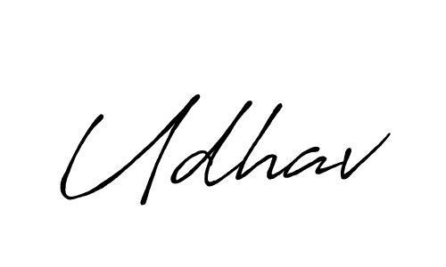 Use a signature maker to create a handwritten signature online. With this signature software, you can design (Antro_Vectra_Bolder) your own signature for name Udhav. Udhav signature style 7 images and pictures png