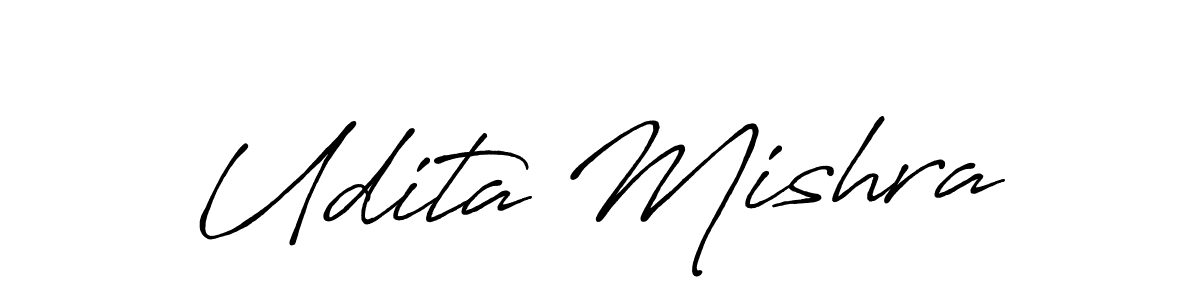 How to make Udita Mishra name signature. Use Antro_Vectra_Bolder style for creating short signs online. This is the latest handwritten sign. Udita Mishra signature style 7 images and pictures png