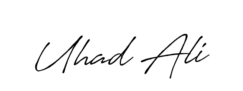 Also You can easily find your signature by using the search form. We will create Uhad Ali name handwritten signature images for you free of cost using Antro_Vectra_Bolder sign style. Uhad Ali signature style 7 images and pictures png