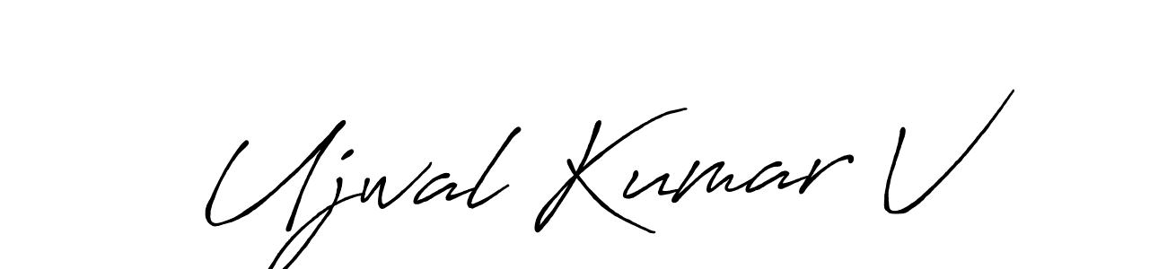 Make a beautiful signature design for name Ujwal Kumar V. With this signature (Antro_Vectra_Bolder) style, you can create a handwritten signature for free. Ujwal Kumar V signature style 7 images and pictures png