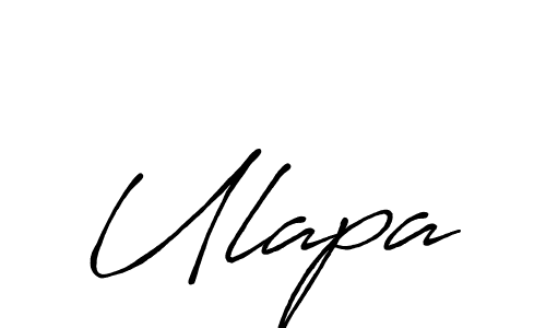if you are searching for the best signature style for your name Ulapa. so please give up your signature search. here we have designed multiple signature styles  using Antro_Vectra_Bolder. Ulapa signature style 7 images and pictures png
