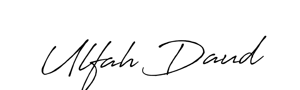 if you are searching for the best signature style for your name Ulfah Daud. so please give up your signature search. here we have designed multiple signature styles  using Antro_Vectra_Bolder. Ulfah Daud signature style 7 images and pictures png