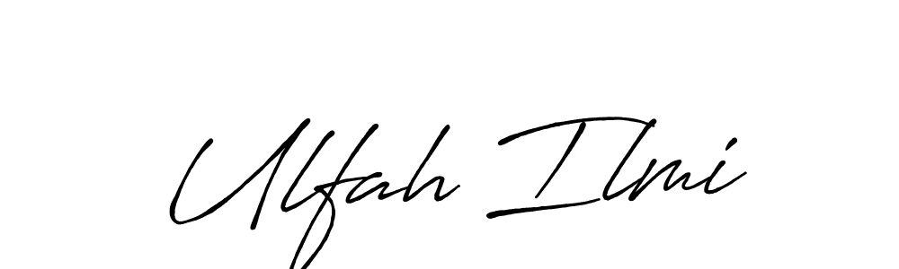 if you are searching for the best signature style for your name Ulfah Ilmi. so please give up your signature search. here we have designed multiple signature styles  using Antro_Vectra_Bolder. Ulfah Ilmi signature style 7 images and pictures png