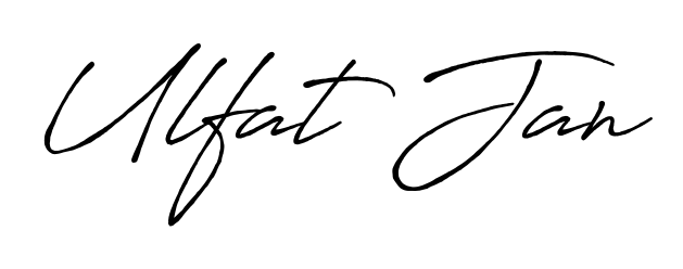 An effortless, minimalist signature concept for Ulfat Jan using Antro_Vectra_Bolder design. Clean lines that look great on any document. Ulfat Jan signature style 7 images and pictures png