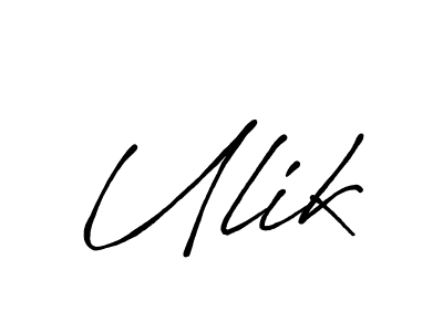 How to make Ulik name signature. Use Antro_Vectra_Bolder style for creating short signs online. This is the latest handwritten sign. Ulik signature style 7 images and pictures png