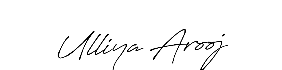 How to make Ulliya Arooj name signature. Use Antro_Vectra_Bolder style for creating short signs online. This is the latest handwritten sign. Ulliya Arooj signature style 7 images and pictures png